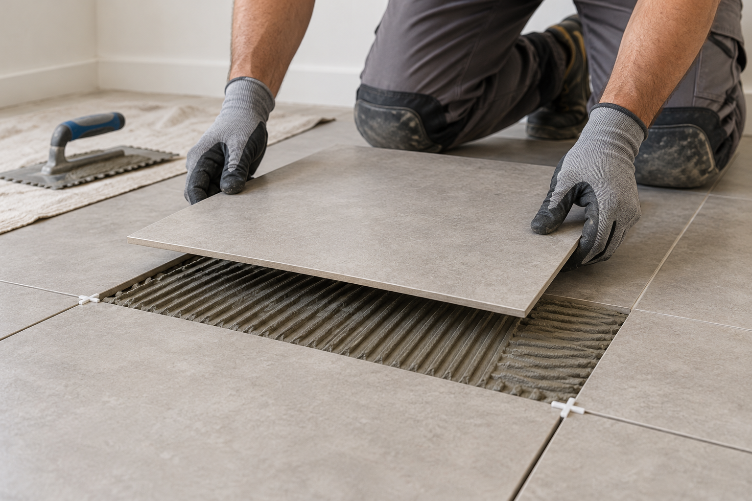 Illustration of tile installation work